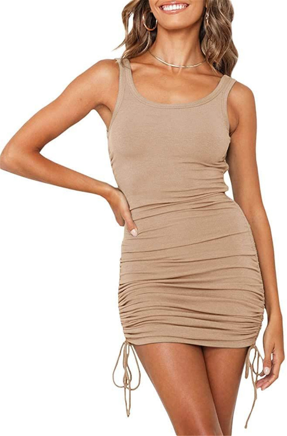 Sleeveless Drawstring Dress