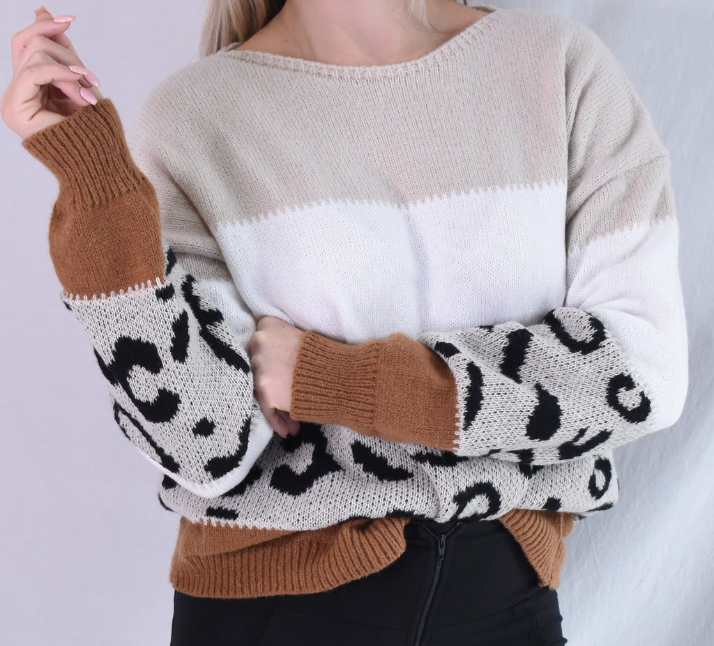 Three Tone Leopard Sweater