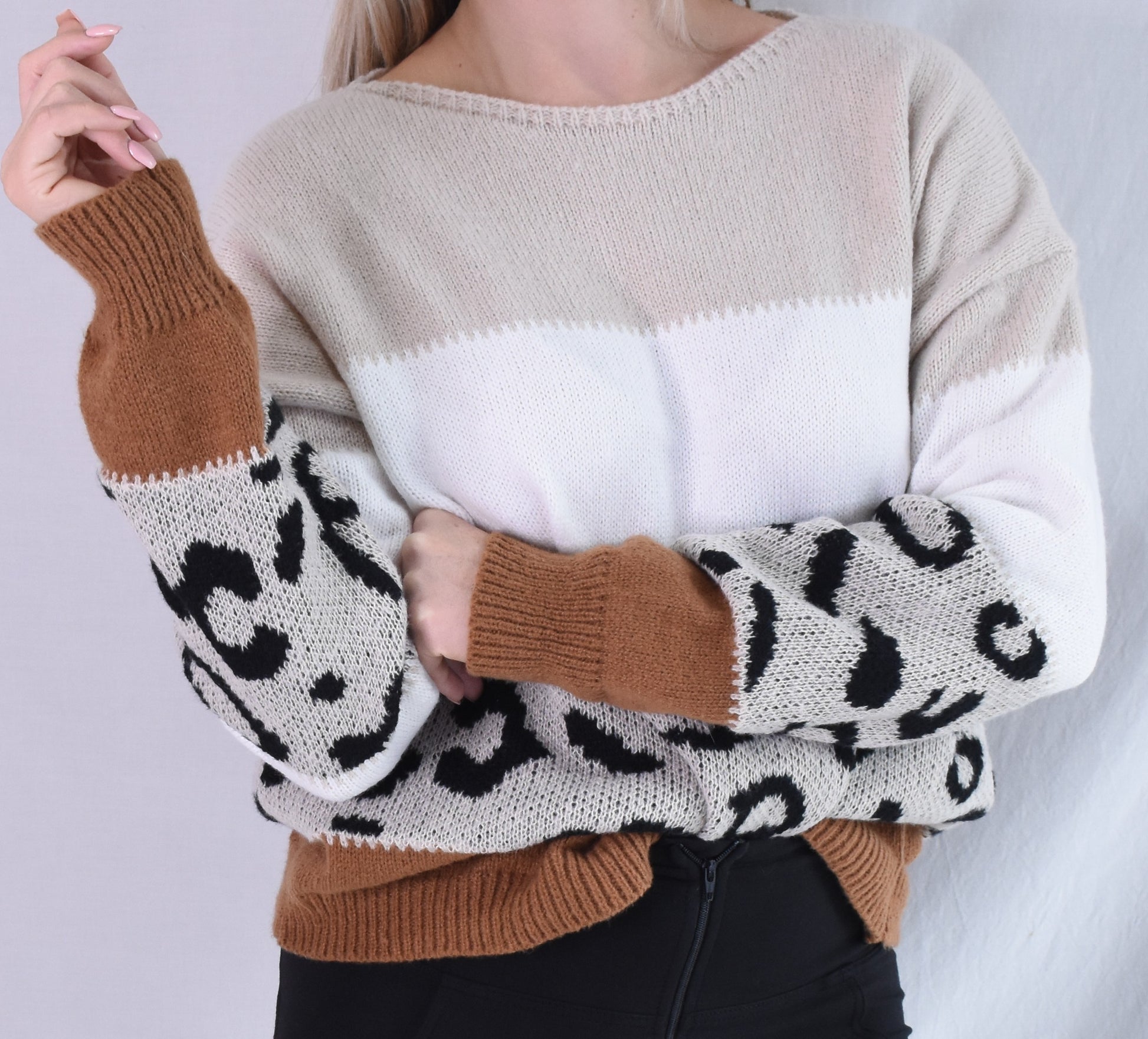 Three Tone Leopard Sweater